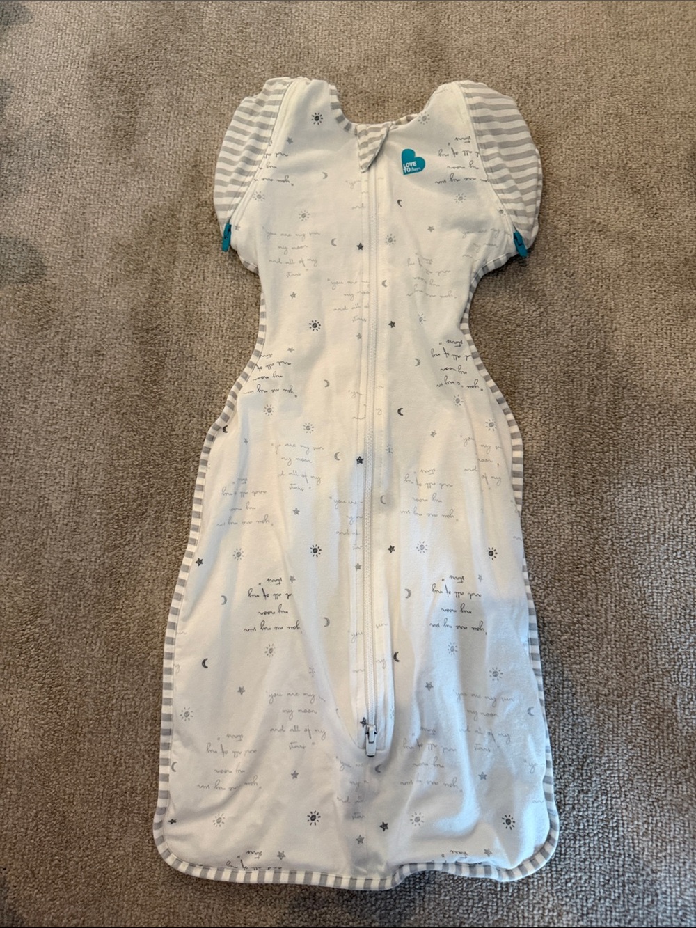 Love to dream White & Gray Starry Transitional Swaddle Sack